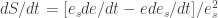 dS/dt = [e_s de/dt - e de_s/dt]/e_s^2