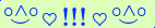 \scriptstyle\rule[2.25ex]{0.01pt}{0.01pt}\,\boldsymbol{\overset{\scriptstyle\circ\wedge\circ}{\smile}\,\heartsuit\,{\displaystyle\text{\bfseries!!!}}\,\heartsuit\,\overset{\scriptstyle\circ\wedge\circ}{\smile}}\ \rule[-0.25ex]{0.01pt}{0.01pt}