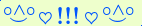 \scriptstyle\rule[2.25ex]{0.01pt}{0.01pt}\,\boldsymbol{\overset{\scriptstyle\circ\wedge\circ}{\smile}\,\heartsuit\,{\displaystyle\text{\bfseries!!!}}\,\heartsuit\,\overset{\scriptstyle\circ\wedge\circ}{\smile}}\ \rule[-0.25ex]{0.01pt}{0.01pt}