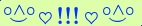 \scriptstyle\rule[2.25ex]{0.01pt}{0.01pt}\,\boldsymbol{\overset{\scriptstyle\circ\wedge\circ}{\smile}\,\heartsuit\,{\displaystyle\text{\bfseries!!!}}\,\heartsuit\,\overset{\scriptstyle\circ\wedge\circ}{\smile}}\ \rule[-0.25ex]{0.01pt}{0.01pt}
