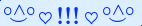 \scriptstyle\rule[2.25ex]{0.01pt}{0.01pt}\,\boldsymbol{\overset{\scriptstyle\circ\wedge\circ}{\smile}\,\heartsuit\,{\displaystyle\text{\bfseries!!!}}\,\heartsuit\,\overset{\scriptstyle\circ\wedge\circ}{\smile}}\ \rule[-0.25ex]{0.01pt}{0.01pt}