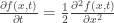 \frac{\partial f(x,t)}{\partial t} = \frac{1}{2} \frac{\partial^2 f(x,t)}{\partial x^2}