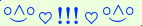 \scriptstyle\rule[2.25ex]{0.01pt}{0.01pt}\,\boldsymbol{\overset{\scriptstyle\circ\wedge\circ}{\smile}\,\heartsuit\,{\displaystyle\text{\bfseries!!!}}\,\heartsuit\,\overset{\scriptstyle\circ\wedge\circ}{\smile}}\ \rule[-0.25ex]{0.01pt}{0.01pt}