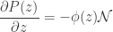 \displaystyle \frac{\partial P(z)}{\partial z} = -\phi(z) \mathcal{N}