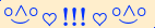 \scriptstyle\rule[2.25ex]{0.01pt}{0.01pt}\,\boldsymbol{\overset{\scriptstyle\circ\wedge\circ}{\smile}\,\heartsuit\,{\displaystyle\text{\bfseries!!!}}\,\heartsuit\,\overset{\scriptstyle\circ\wedge\circ}{\smile}}\ \rule[-0.25ex]{0.01pt}{0.01pt}