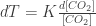 dT=K\frac{d[CO_2]}{[CO_2]}