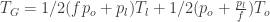 T_G = 1/2 ( f p_o + p_l ) T_l + 1/2 ( p_o + \frac{p_l}{f} ) T_o