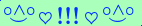 \scriptstyle\rule[2.25ex]{0.01pt}{0.01pt}\,\boldsymbol{\overset{\scriptstyle\circ\wedge\circ}{\smile}\,\heartsuit\,{\displaystyle\text{\bfseries!!!}}\,\heartsuit\,\overset{\scriptstyle\circ\wedge\circ}{\smile}}\ \rule[-0.25ex]{0.01pt}{0.01pt}